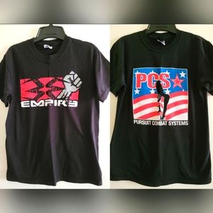 LOT OF 2 Paintball Tee Shirts - Black, Sz Small - Empire & PCS